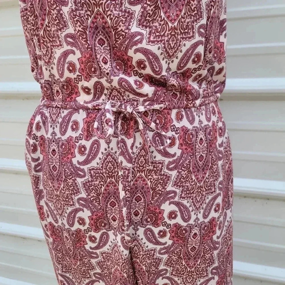 NWT Maurices Pink Paisley Print Sleeveless Tie Waist Cropped Wide Leg Jumpsuit S - Picture 4 of 12